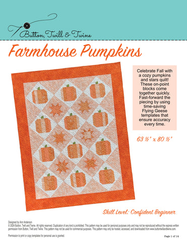 Farmhouse Pumpkins Quilt Pattern - Digital Download